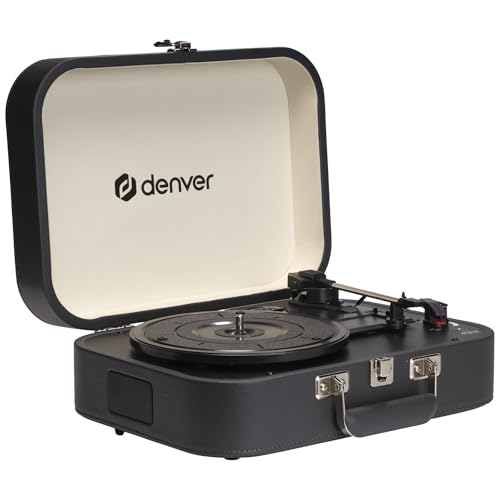 VPL-130DGR VPL-130DGR Valise de tourne-disque vintage avec haut-parleur, 33/45/78 tr/min, USB pour numérisation, AUX et casque, sortie RCA, lecteur vinyle portable sans Bluetooth