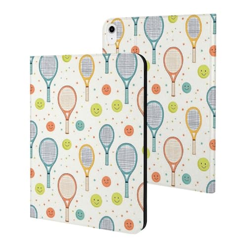 Housse iPad Air 11 2025 et iPad 10e gén motif tennis coloré avec support et veille automatique