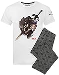 The Legend of Zelda Pyjamas For Men | Adults Nintendo White T Shirt & Charcoal Lounge Pants Set | Wolf Link Gaming PJS Merchandise