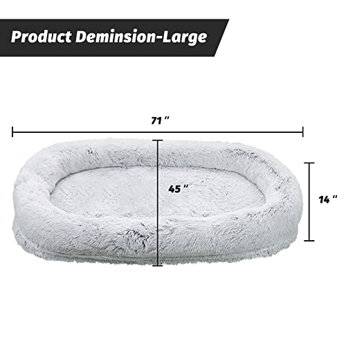 Dmtinta Human Dog Bed 71" X 45" X14"Dog Beds For Large Dogs Giant Dog Bed Human Size Dog Bed For People 3D Sponge Bean Bag Bed Detachable #TOP3