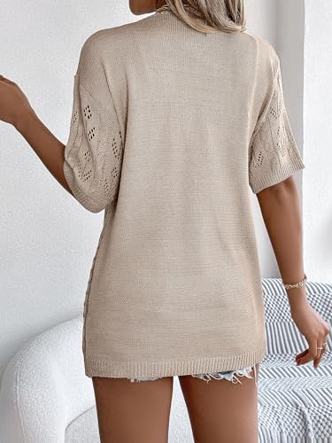 Image of Spicy Sandia Women's Loose Fit Short Sleeve Crochet Cardigan Sweaters for Summer