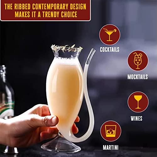 Image of Melbify Vampire Glass Sipper with Glass Straw | Set of 2 | 200 ml | Mouth Blown by Skilled Artisans | Ideal for Juice, Smoothies, Cocktail /,Mocktail | Suitable for Home, Restaurants & Bars