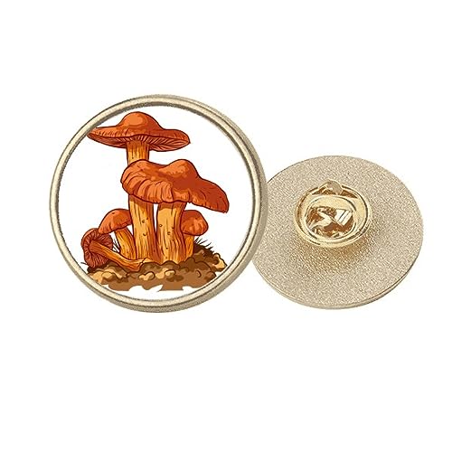 Broche champignon orange en métal doré, le cadeau poétique taille M pour les amoureux de nature