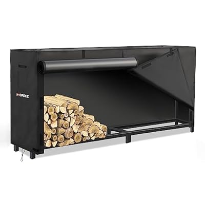 MOFEEZ Firewood Rack Outdoor 8ft with Cover, Log Holder for Wood Storage, Steel Made Holds Up to 4500lbs?Powder-coated Finish for Weather-resistant, Anti-rust