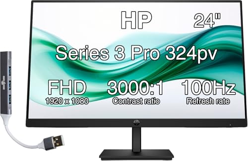 Image of HP 24 inch Series 3 Pro 324pv FHD VA Monitor, Anti-Glare, Flicker Free, VESA Mount