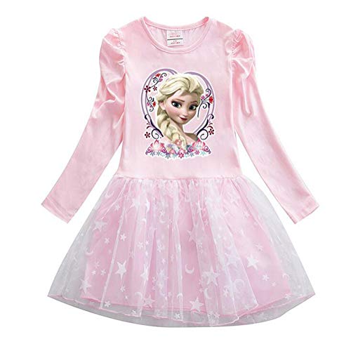 Nemopter - Vestido para niña, princesa, vestido de ceremonia, vestido casual para niños de 2 a 7 años rosa 5 años