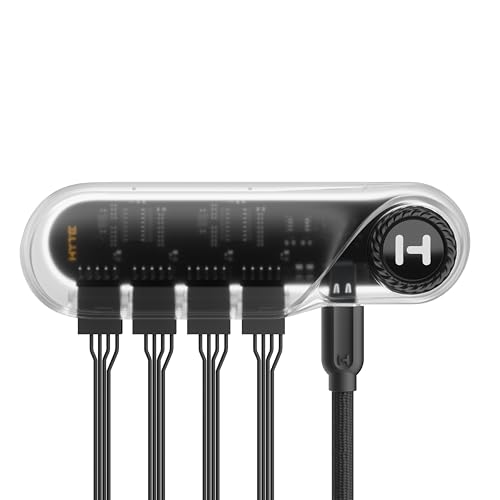 Image of Hyte Powered Internal USB Hub - 4 USB 2.0 Output Headers, Motherboard USB 9Pin Extension, Extra-Strength Magnets and Adhesive Strip Included, Modern Internal Expansion - Crystal
