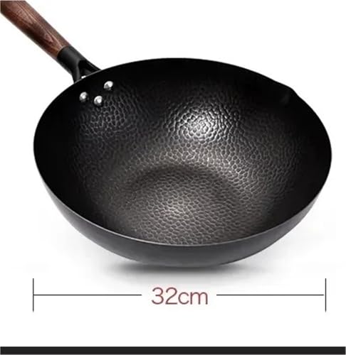 Wok Pan Carbon Steel 32 cm con tapa de madera miniatura 5