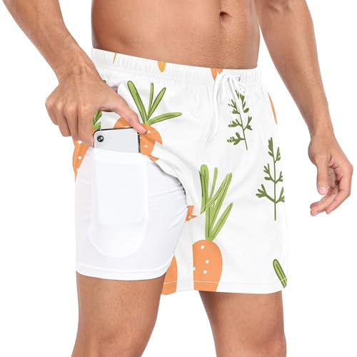 xigua Cute Carrots Mens Swim Trunks with Liner, 5 inch Quick Dry Mens Boardshorts for Beach2