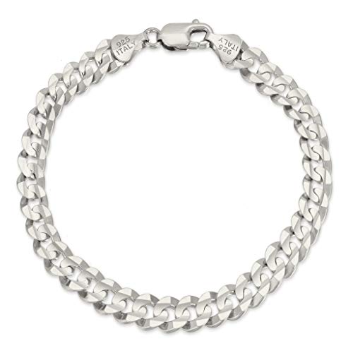 Savlano 925 Sterling Silver Curb Cuban Link Chain Bracelet for Men & Women - Made in Italy Comes With a Gift Box - Main Image