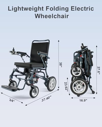 TOPIOM Electric Wheelchairs for Adults, Ultra Lightweight Foldable Electric Wheelchairs Senoirs 330lbs Capacity, Aluminium Portable Motorized All Terrain Wheelchairs, Brushless Motor, 18Kg - Image 7