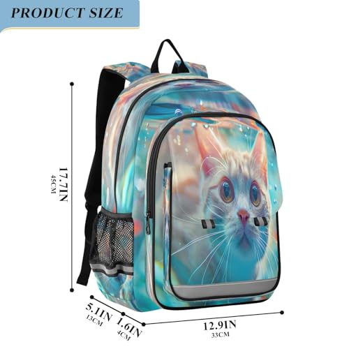 Sac à dos d'école grand volume imprimé chat taille unique mixte - 2