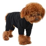 Pesoncarl Hundekleidung, Schlafanzug für vierbeinige Hunde, Baumwoll-Overalls, Schwarz, ganzjährig warme Haustier-Bodys für mittelgroße und kleine Hunde, M