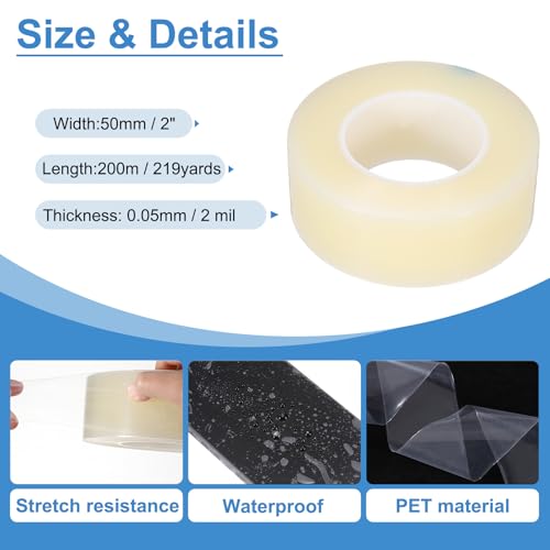 Image of PATIKIL Removable Protective Film Tape, 2 Inch x 656 ft PE Surface Protective Scratch Film Tape Roll for Furniture Electrical Appliances Plastic Hardware Medium Stickiness Clear