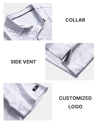 Image of Obla Mens Golf Polo Shirts Short Sleeve Dry Fit Performance Moisture Wicking Casual Print Collared Golf Shirts for Men