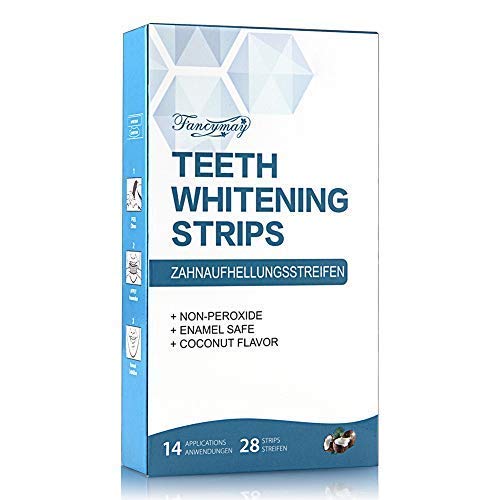 Teeth Whitening Strips, Professional Whitening Strip Kit with 3D Non-Slip Dental Teeth Whitener, Removes Stains & Freshens Breath with Coconut Oil