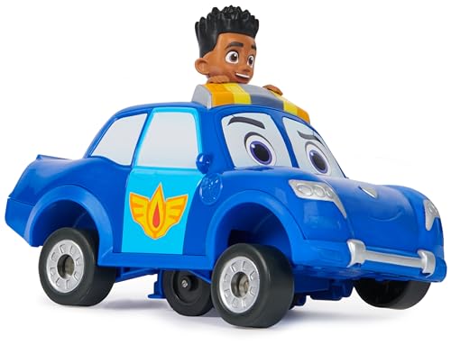 ¡Vive la aventura con Jayden y Pistón! Figura de acción y coche policía de juguete con fricción y vueltas completas - Disney Junior Unidad de Rescate