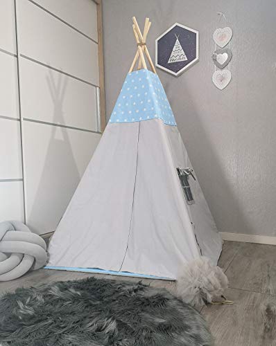 Tipoo tipi-tent speeltent katoenen kindertent met 3 kussenmatras, stabiele tent voor een meisje en een meisje voor thuis en in de tuin - Afbeelding 4