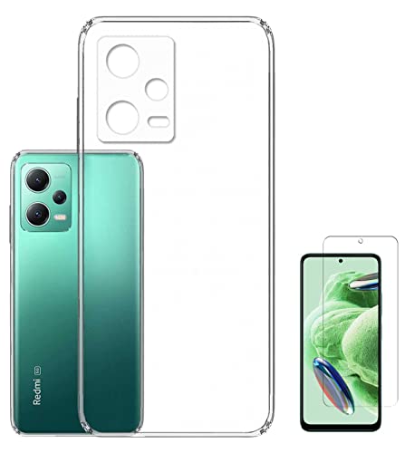 Image of Transparent Soft Silicone TPU Flexible Back Cover Compatible with Redmi Note 12 5G and Screen Guard