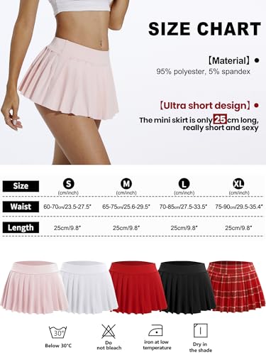 Eisnnu Women's Mini Skirts Solid Colour Elastic Waist Sexy Super Short Pleated Skirt,Skirt Length 25 cm, for Cosplay, Club, Party - Image 4