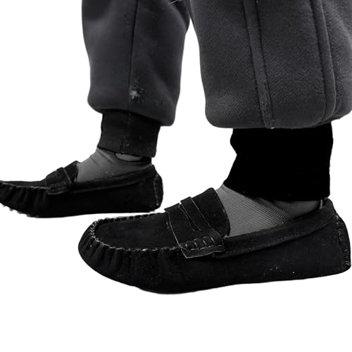 Battle Men Penny Loafers for Little Kids Square Moc Toe Stiching Slip on Faux Suede Flexiable Rubber Sole Flat Heel Toddler's Moccasins One Size Smaller2