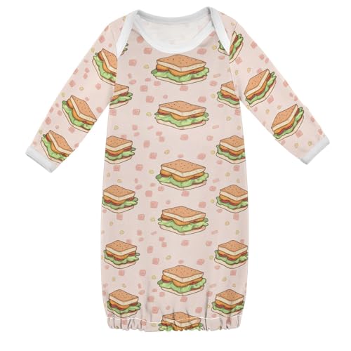 vvfelixl Baby Sleeper Gown for Newborn Boy Girls Cartoon Delicious Sandwich Infant Nightgown for 0-3 Months Multicolor
