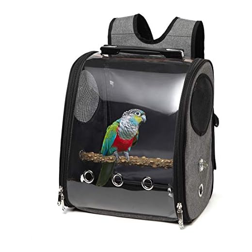 Bird Parrot Backpack Carrier Travel Bag with Perch Stand for Parakeets Cockatiels Conures Finches Lovebirds Small Medium Birds Cage Outside Airlines Airplane Plane Approved Car Lightweight Transparent