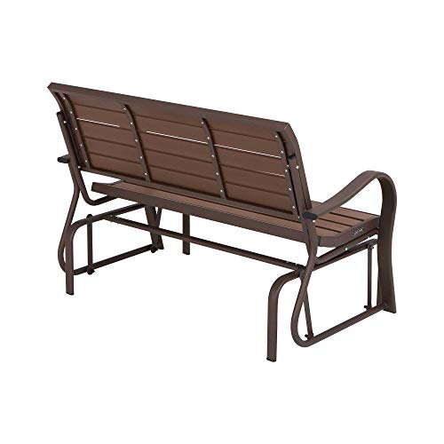 LIFETIME 60290 Wood Alternative Glider Bench, Mocha Brown