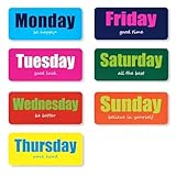 Days of The Week Magnets, Magnetic Week Labels with Encouragement Quote,Colorful Inspirational Magnets,Cute Decorative Magnets for School Home Locker Whiteboard (7 Pieces)