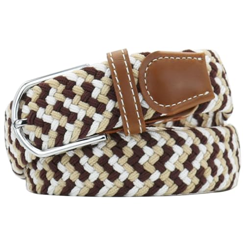 Image of Multicolored Elastic Woven Golf Belts Casual Braided Stretch Belt for Men and Women