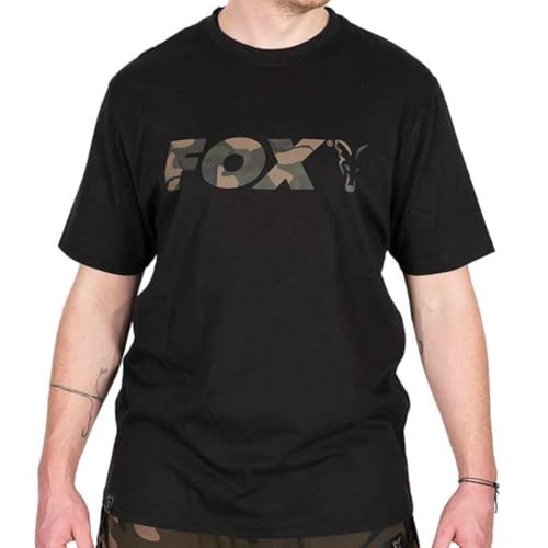 Fox Black/Camo T-Shirt - Angelshirt, Größe:M