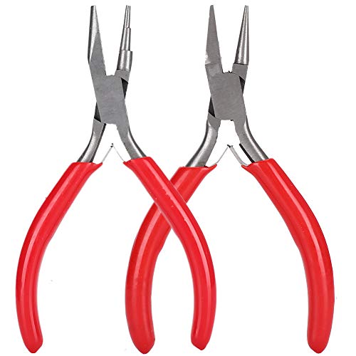 Cyrank Lot de 2 Pinces à Bec effilé pour la Fabrication de Bijoux, Pinces concaves et Rondes, Nez Creux/Rond, Pinces à Bec effilé, Pinces Artisanales pour projets de Bricolage Faits à la Main.