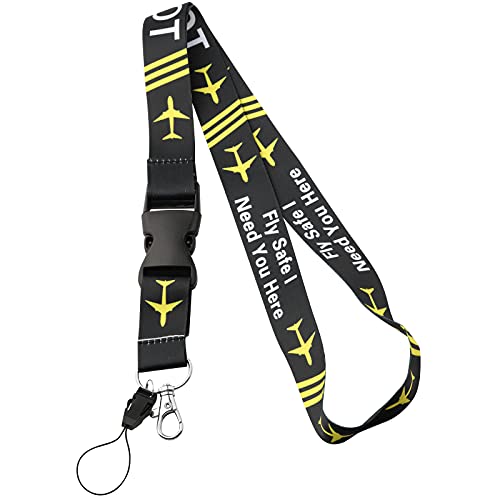 UJIMS Pilot Lanyard ID Holder Pilot Gift Flight Attendant Gift Fly Safe Strap Tag Traveling Jewelry for Flight Staff Airline Worker (Pilot Lanyard ID Holder)