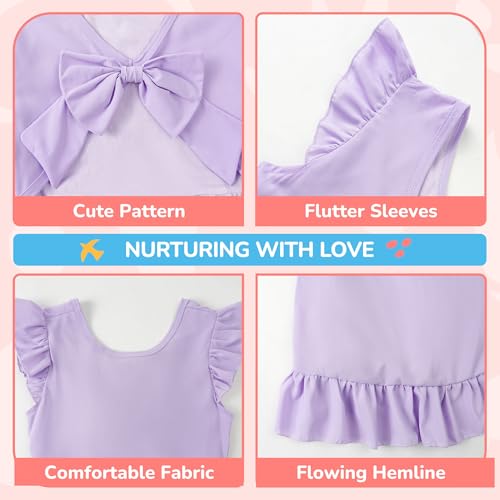 LQSZ Girls Summer Tie Back Dress Ruffle Sleeve A-Line for Beach Brithday Dance Party Size 3-12 Years4