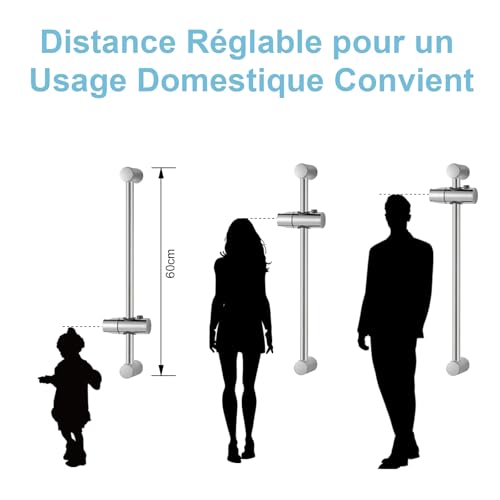 Barre de douche 60cm OFFO avec support réglable en inox durable