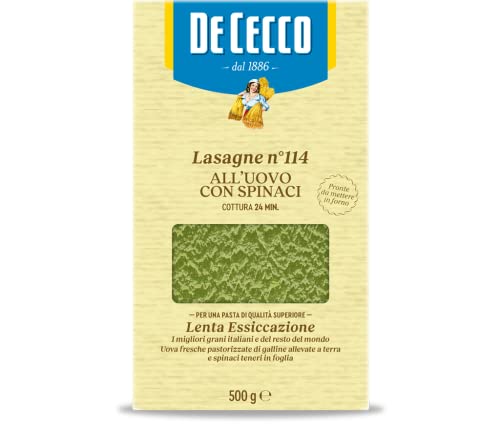 De Cecco Dececco Pasta Lasagna Spinach No. 114 Italy, De Cecco