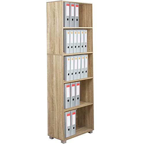 BAKAJI Libreria Scaffale Vela 5 Ripiani Mobile 190 cm Ufficio Archiviazione documenti Libri Biblioteca Armadio Mensole Scaffalatura Soggiorno Salotto Struttura in Legno (Naturale)