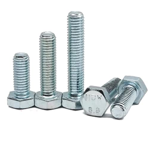 M16 Set Screws Hex Head Hexagon Bolt Bright Zinc Plated Grade 8.8 High Tensile Steel Fully Threaded DIN 933 (50, M16 x 40mm)