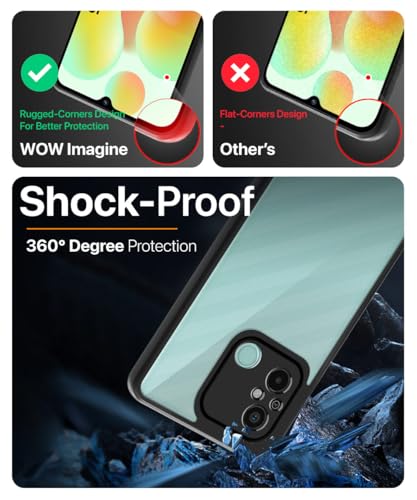 Image of WOW IMAGINE Shockproof Hybrid Back Cover for Xiaomi Redmi 12C | Poco C55 | Hard Slim fit Back Case | PC & TPU | Clear Transparent Case - Black