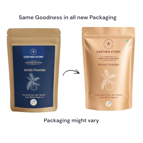Image of Earthen Story Certified Organic Amla Powder (200g) | Lab Tested for 270+ Pesticides | Indian Gooseberry (Nellikkai) Whole Fruit Powder for Immunity, Hair & Skin | Vitamin C Superfood