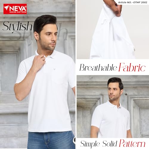 Image of NEVA Men's Regular Fit Half Sleeve Polo Neck T-Shirt with Chest Pocket