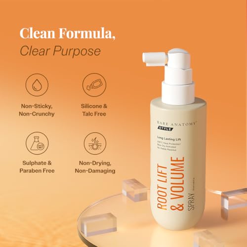 Image of Bare Anatomy Root Lift & Volume Spray | Heat-Activated Hair Volumizer for Fine, Thin & Flat Hair | Instant Root Lift, Long-Lasting Body & Bounce | Humidity & Heat Resistant | 135ml
