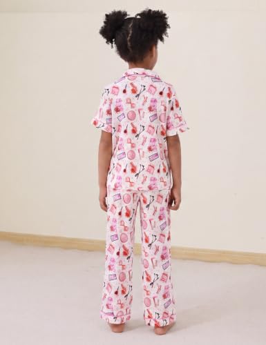 Image of Bamboo Viscose Girls' Sleepwear Short Sleeve Button Down 2-Piece Girls' Pajama Sets