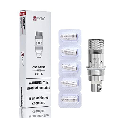 5PCS Evaporateurs Original Vaptio Cosmo Coil Fittd Cosmo/Tyro/Tyro Nano/Cosmo Plus kit Résistance1.6ohm (MTL) Pas de liquide E sans nicotine Cover