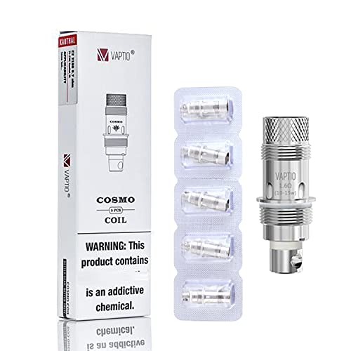 Evaporatori 5PCS originali Vaptio COSMO COIL Fittd COSMO/TYRO/TYRO NANO/COSMO PLUS kit con resistenza 1.6ohm (MTL) No E Liquido No Nicotina (COSMO C1 COIL)