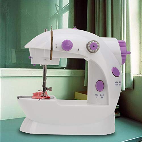 Máquina de coser, máquina de coser eléctrica para el hogar, Mini máquina de acolchar con mesa de extensión de pedal, aguja enhebradora(Enchufe de la UE)