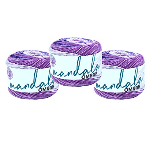 Image of Lion Brand Yarn, Mandala Ombre Variegated Yarn for Crocheting, Knitting, and Crafts, Chi, 3 Pack, Soft, Acrylic Fiber for Cozy Blankets, Worsted Weight Sweaters and Colorful Shawls