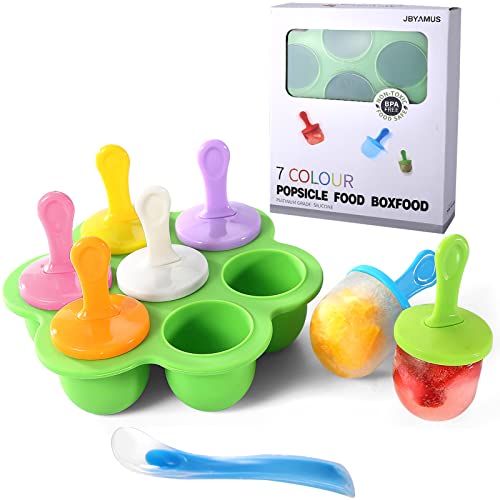 Image of JBYAMUS Silicone Popsicle Molds, Ice Pop Molds, Storage Container for Homemade Food, Kids Ice Cream DIY Pop Molds - BPA Free (Green)