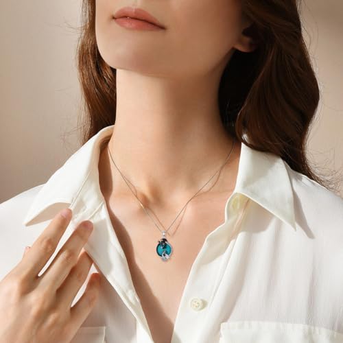 Natural Turquoise Dragon Necklace for Women 925 Sterling Silver Two Dragon Pendant with Genuine Turquoise Jewelry Gifts4