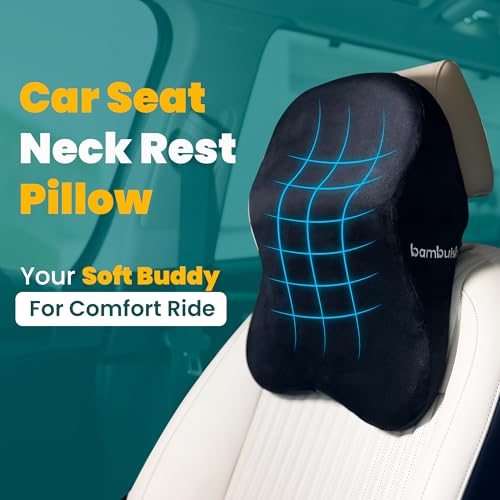 Image of 3-in-1 Car Neck Rest Pillow with Ultrasoft Memory Foam for Neck, Superior Neck Support Cushion, Relieves Neck Pain, Head Rest Pillow for Car with Washable Cover, Black